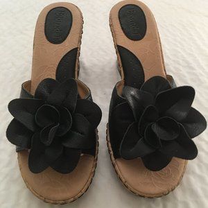 Beautiful black leather platform sandals